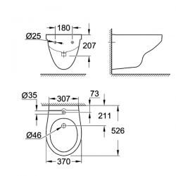 Vaso - Bidet Sospesi Grohe Ceramics Serie Bau con CopriWC Softclose e Rimless