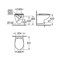 Vaso - Bidet Sospesi Grohe Ceramics Serie Bau con CopriWC Softclose e Rimless