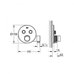 Miscelatore Termostatico Grohe Grohtherm SmartControl 2 vie con supporto manopola doccia - 29120000