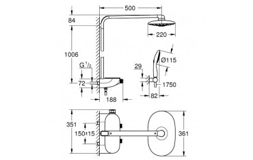 Colonna Doccia Grohe 26250000 Rainshower® System SmartControl 360 DUO