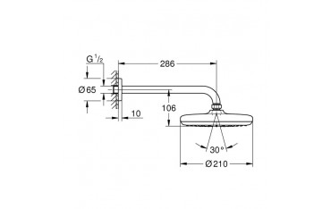 Soffione Doccia a Parete Grohe Tempesta 210 sporgenza 286 mm 1 getto - 26411000