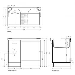 Lavatoio Copri Lavatrice con Vasca Sinistra Domestica Colavene 106x50x90 - DL1052B