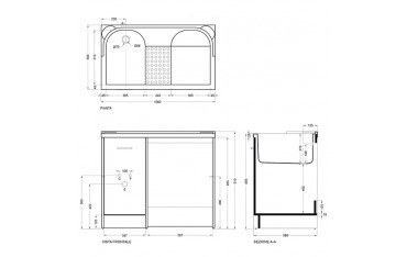 Lavatoio Copri Lavatrice con Vasca Sinistra Domestica Colavene 106x60x90 - DL1062B
