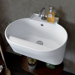 Lavabo Sospeso o Da Appoggio Tino Colavene 60x50x30 Bianco Opaco - LATN605T