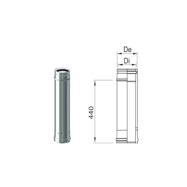 Tubo PP Inox 80/100 da 250 mm Tubo PP Inox 80/100 da 250 mm