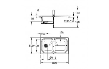 Set Lavello e Miscelatore Eurosmart Grohe Acciaio Inox - 31565SD0