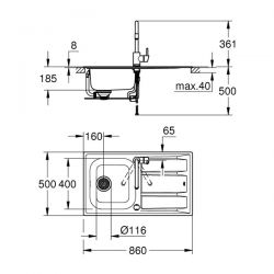 Set Lavello e Miscelatore Eurosmart Grohe Acciaio Inox - 31565SD0