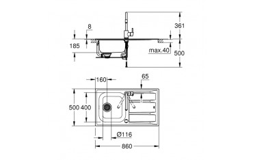 Set Lavello e Miscelatore Eurosmart Grohe Acciaio Inox - 31565SD0