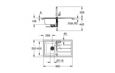 Set Lavello e Miscelatore Minta Grohe Acciaio Inox - 31573SD0